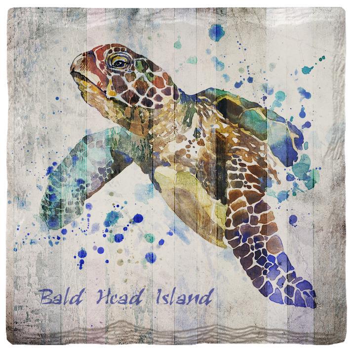 Bald Head Island, North Carolina | Watercolor Sea Turtle | Drink Coaster Set