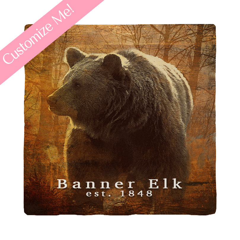 Customizable Brown Bear at Dusk | Drink Coaster Set