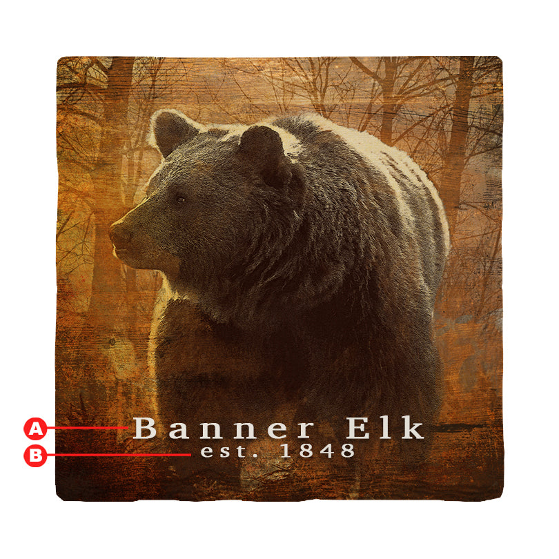 Customizable Brown Bear at Dusk | Drink Coaster Set