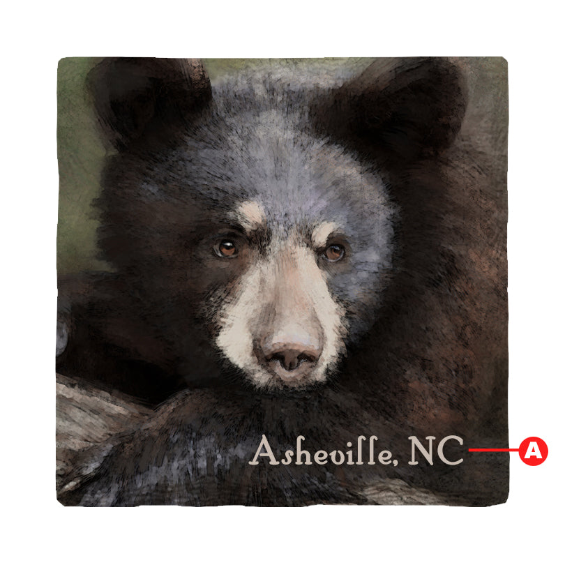 Customizable Brush Strokes Black Bear | Drink Coaster Set