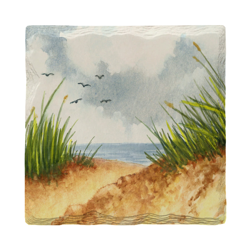 Watercolor Beach Scene | Drink Coaster Set