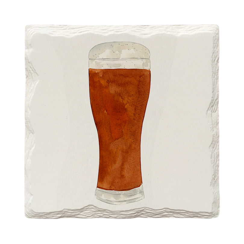 Red Ale Beer Mug | Drink Coaster Set | Watercolor