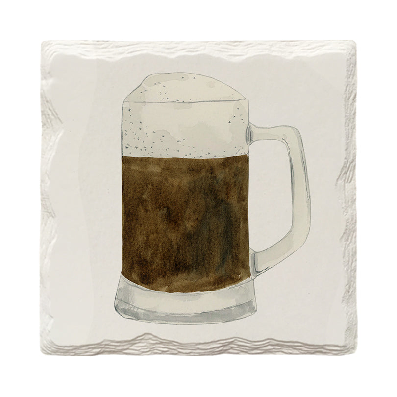 Dark Ale Beer Mug | Drink Coaster Set | Stout Porter Watercolor