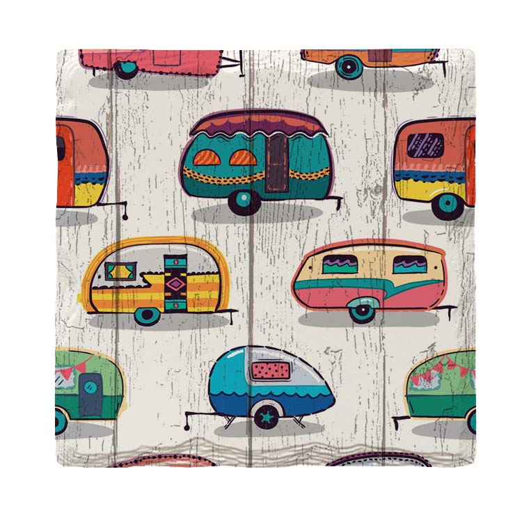 Colorful Campers Camping | Drink Coaster Set