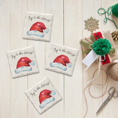 Customizable Holiday Christmas Santa Hat | Drink Coaster Set