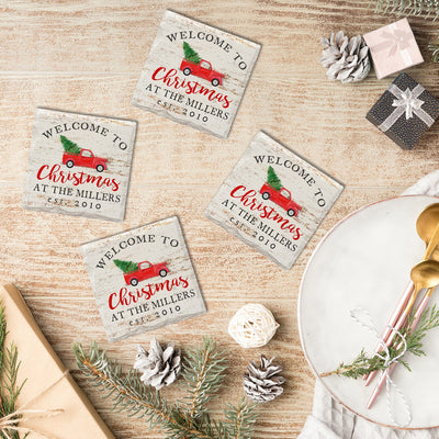 Customizable Welcome to Christmas | Drink Coaster Set