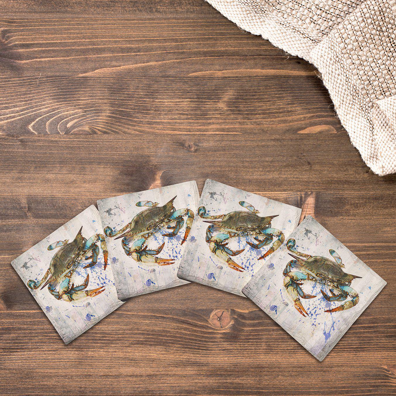 Blue Crab Splash | Drink Coaster Set