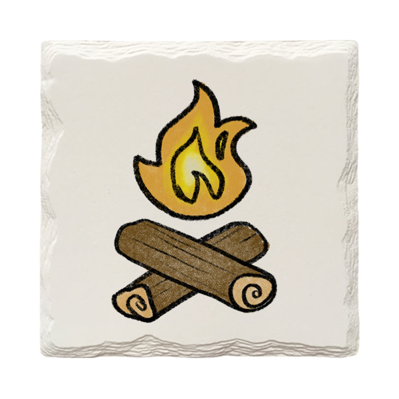 Campfire Doodle | Drink Coaster Set | Hand Drawn