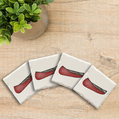 Red Canoe Doodle | Drink Coaster Set | Hand Drawn