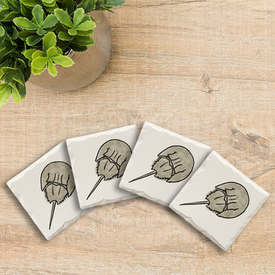 Horseshoe Crab Doodle | Drink Coaster Set | Hand Drawn