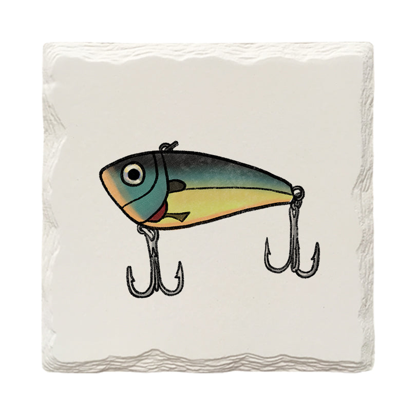 Cute Bass Lure Doodle | Drink Coaster Set | Hand Drawn