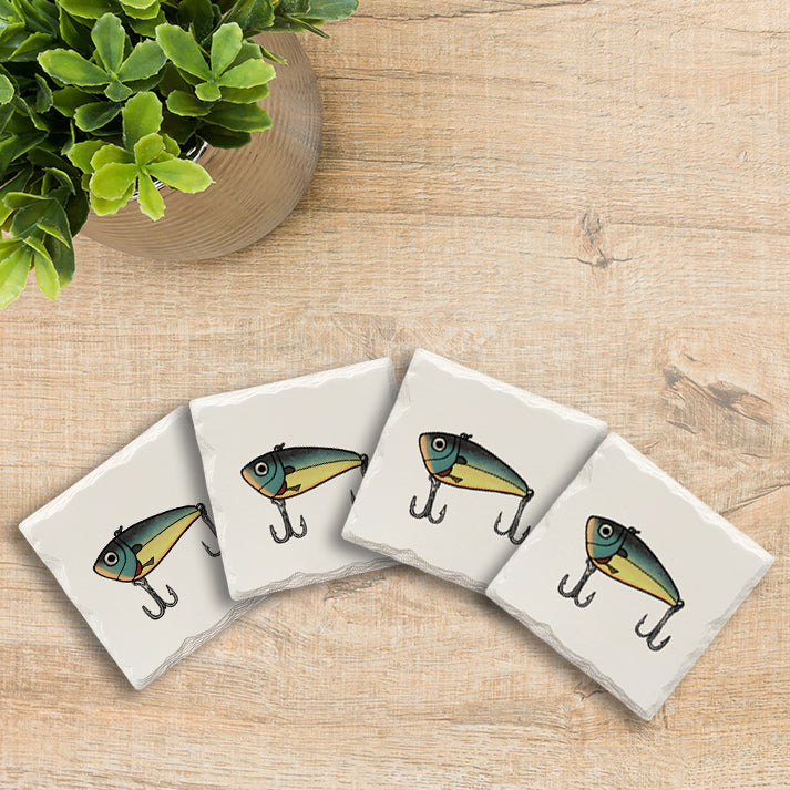 Cute Bass Lure Doodle | Drink Coaster Set | Hand Drawn