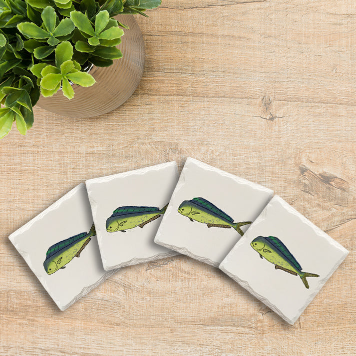 Mahi Mahi (Dolphinfish) Doodle | Drink Coaster Set | Hand Drawn