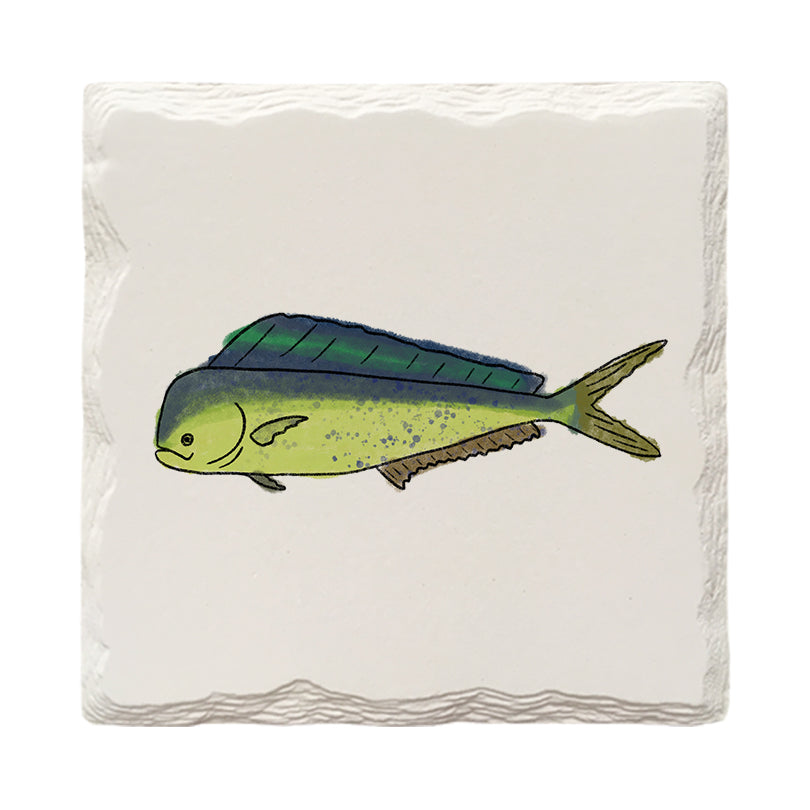 Mahi Mahi (Dolphinfish) Doodle | Drink Coaster Set | Hand Drawn