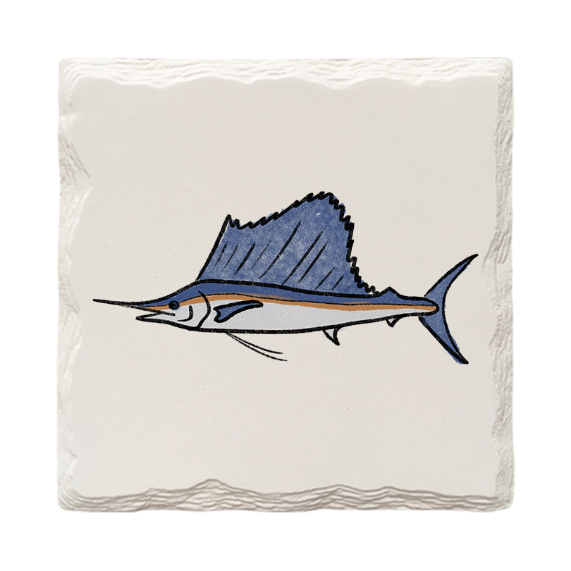 Marlin Doodle | Drink Coaster Set | Hand Drawn