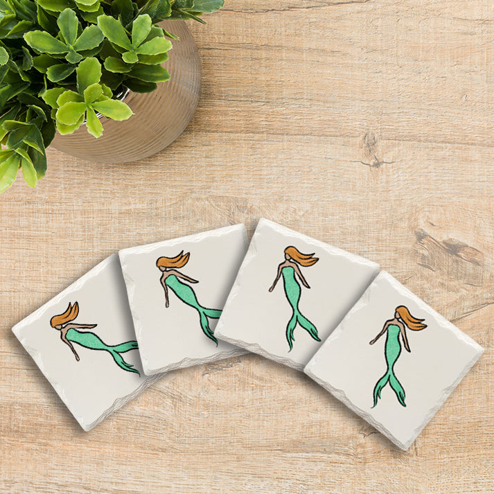 Mermaid Doodle | Drink Coaster Set | Hand Drawn