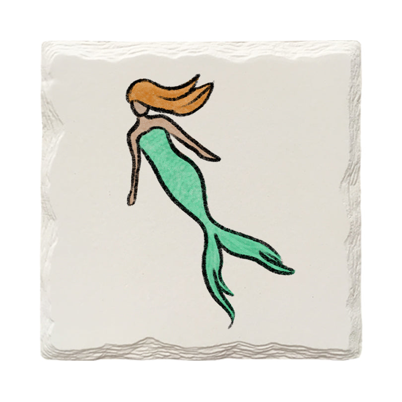 Mermaid Doodle | Drink Coaster Set | Hand Drawn