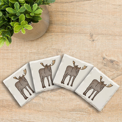 Moose Doodle | Drink Coaster Set | Hand Drawn