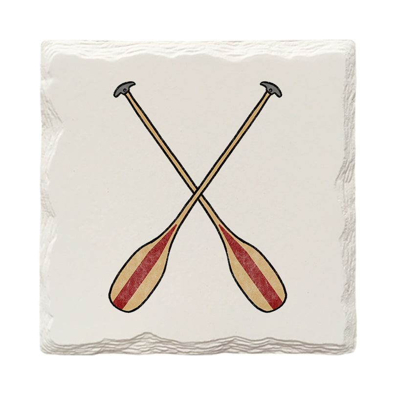 Crossed Oars Doodle | Drink Coaster Set | Hand Drawn