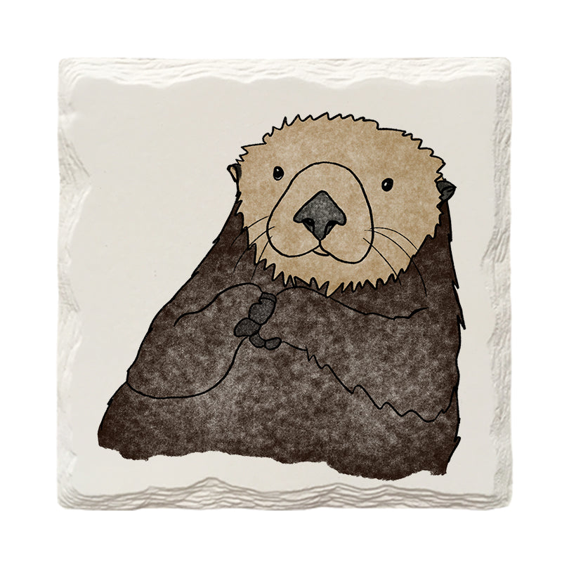 Sea Otter Doodle | Drink Coaster Set | Hand Drawn