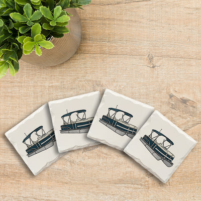 Pontoon Boat Doodle | Drink Coaster Set | Hand Drawn