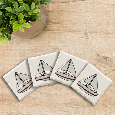 Sailboat Doodle | Drink Coaster Set | Hand Drawn