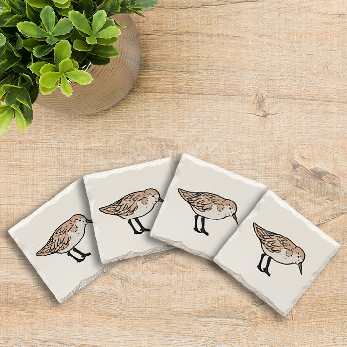 Sand Piper Doodle | Drink Coaster Set | Hand Drawn