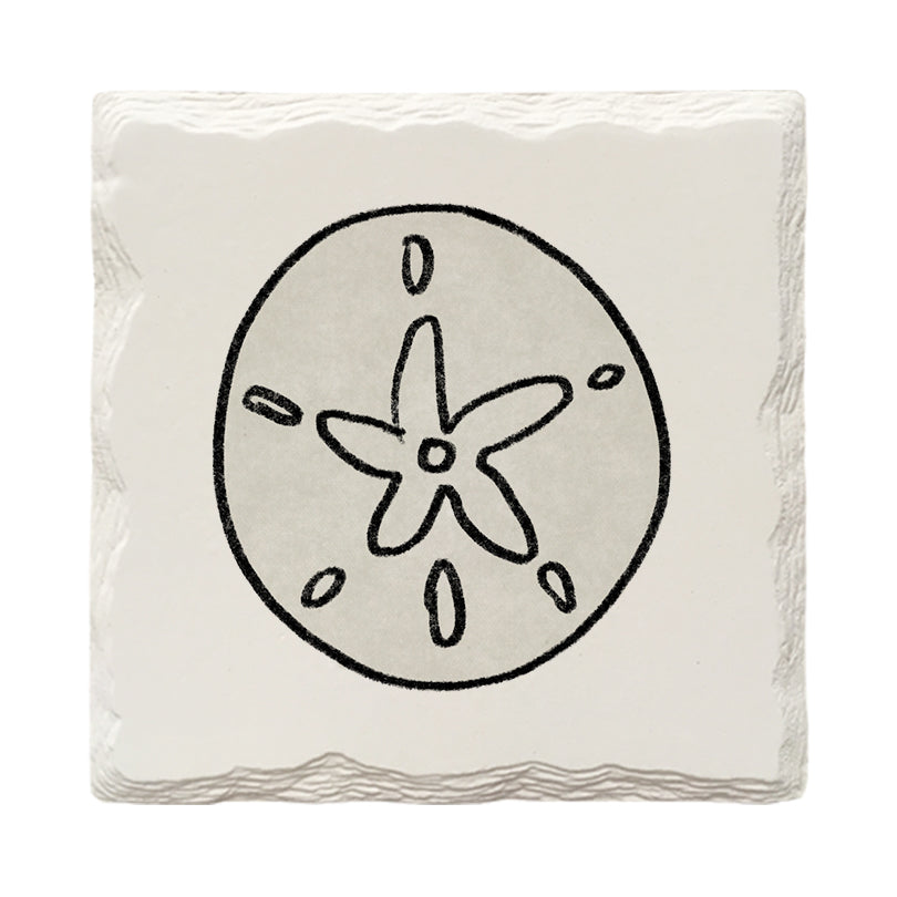 Sand Dollar Doodle | Drink Coaster Set | Hand Drawn