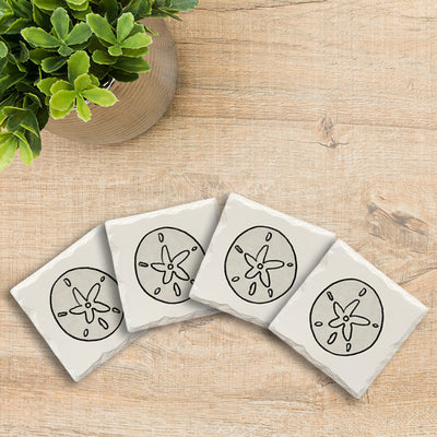 Sand Dollar Doodle | Drink Coaster Set | Hand Drawn