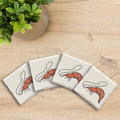 Shrimp Doodle | Drink Coaster Set | Hand Drawn