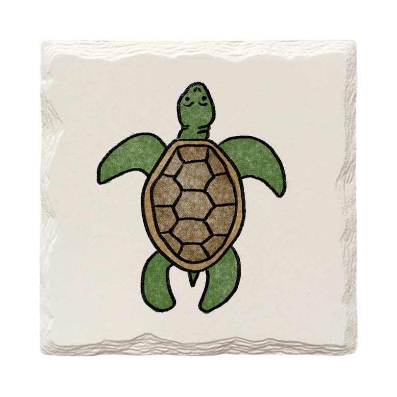 Sea Turtle Doodle | Drink Coaster Set | Hand Drawn