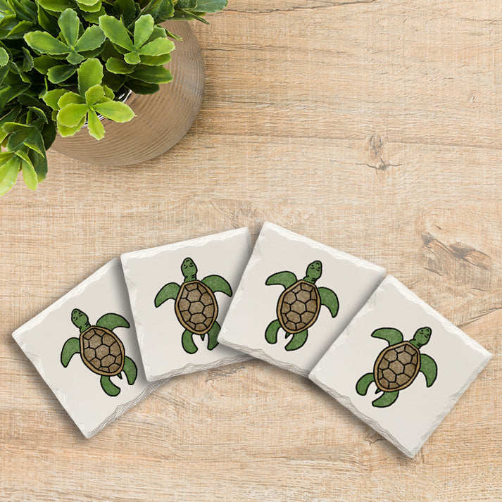 Sea Turtle Doodle | Drink Coaster Set | Hand Drawn