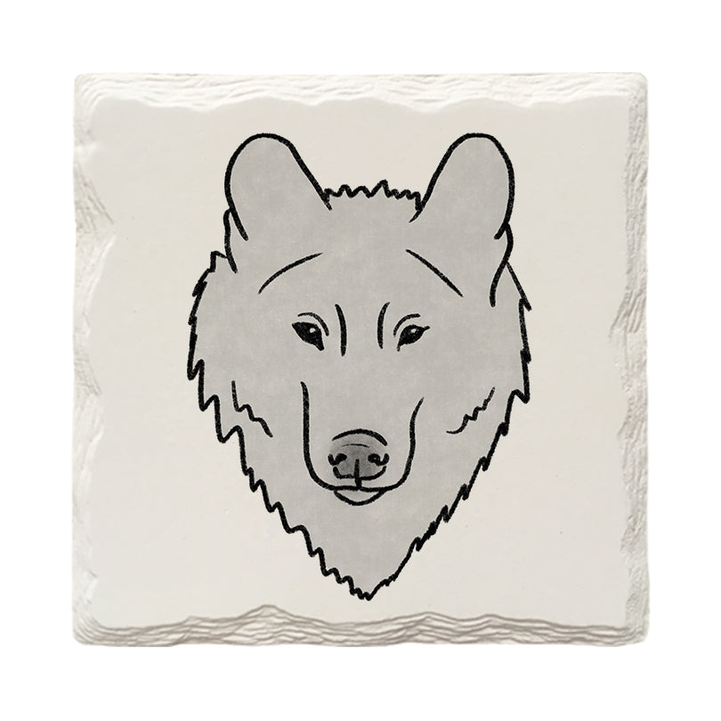 Wolf Face Doodle | Drink Coaster Set | Hand Drawn