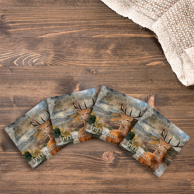 Customizable Mountain Deer | Drink Coaster Set