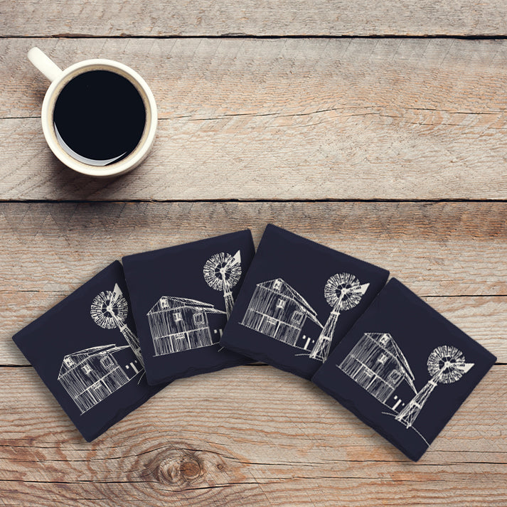 Navy Windmill | Drink Coaster Set