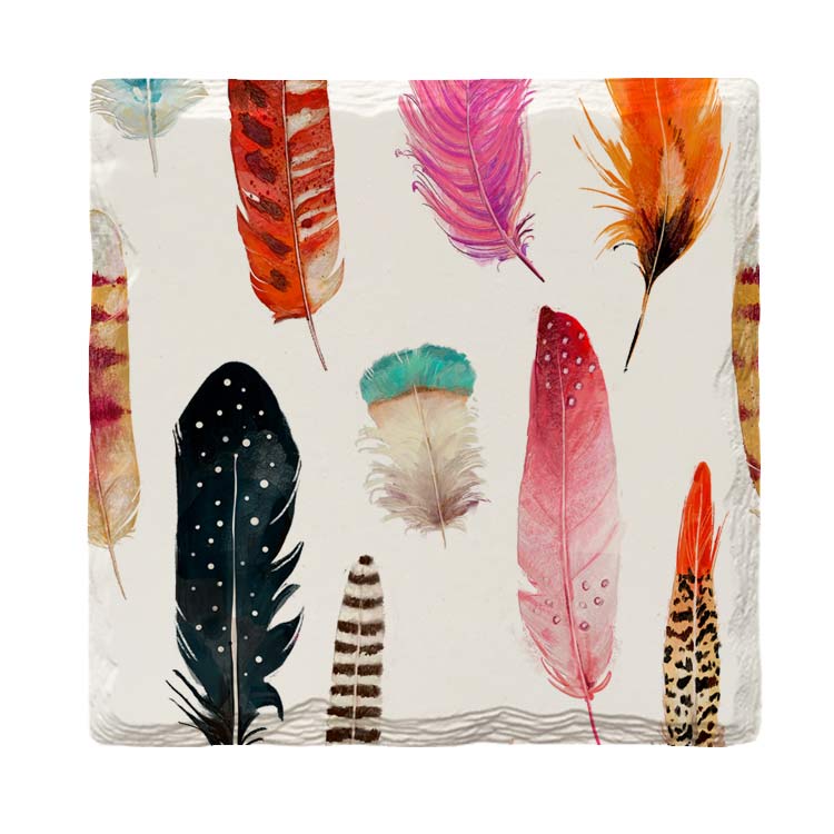 Colorful Feathers | Drink Coaster Set