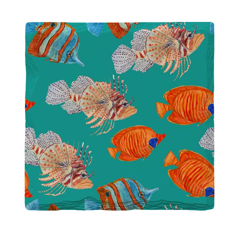 Teal Reef Fish | Drink Coaster Set