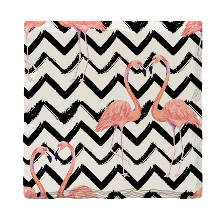 Chevron Flamingos | Drink Coaster Set