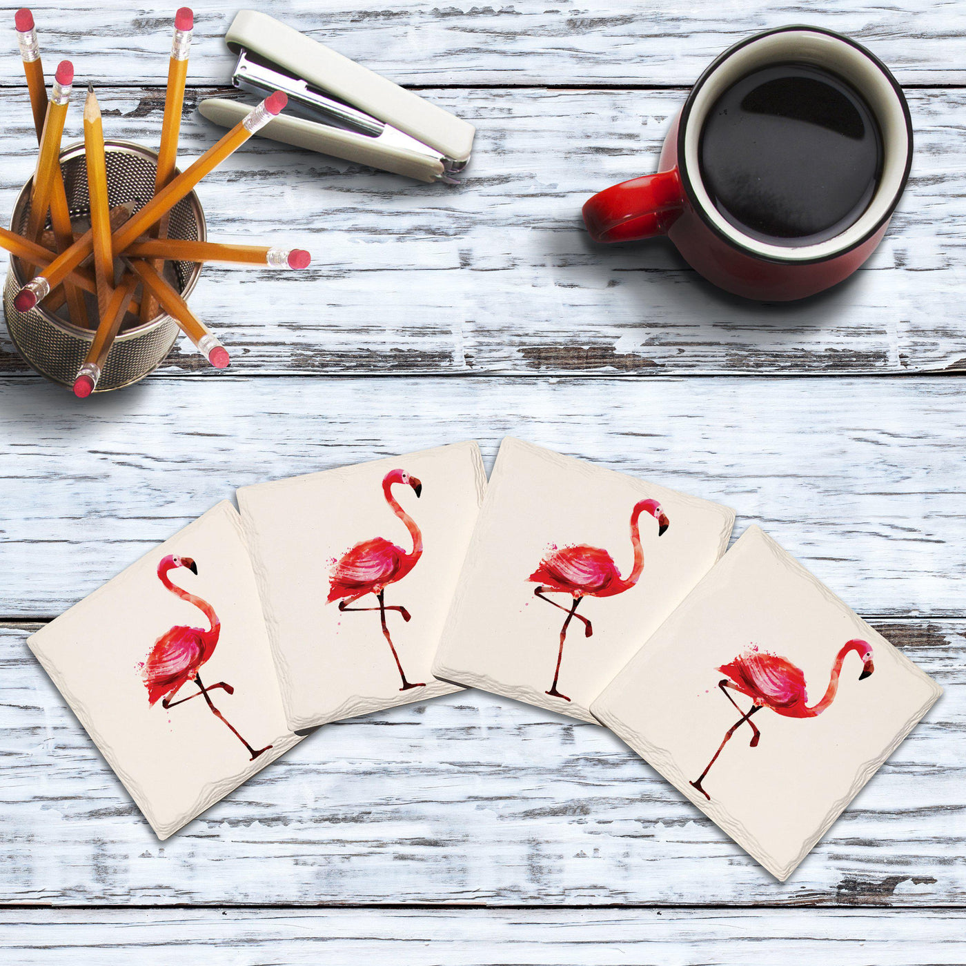 Watercolor Flamingos-Mill Wood Art