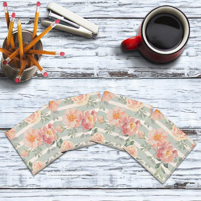 Floral Wallpaper Pattern | Drink Coaster Set