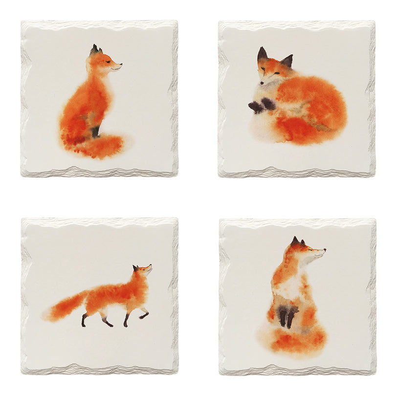 Watercolor Foxes Variety Pack | Drink Coaster Set