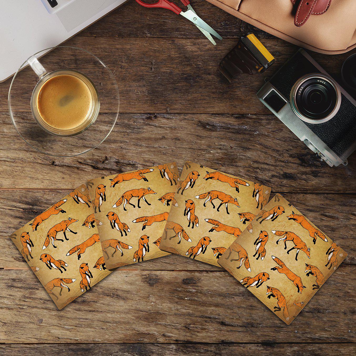 Fox Pattern | Drink Coaster Set