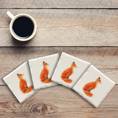 Sit Pretty Fox | Drink Coaster Set | Watercolor