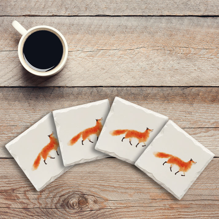 Prancing Fox | Drink Coaster Set | Watercolor