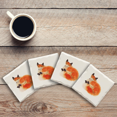 Cozy Fox | Drink Coaster Set | Watercolor