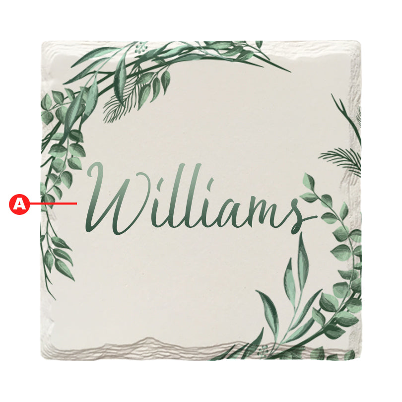 Customizable Greenery Border | Drink Coaster Set