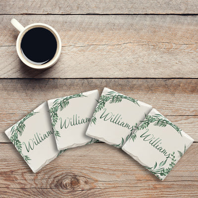 Customizable Greenery Border | Drink Coaster Set