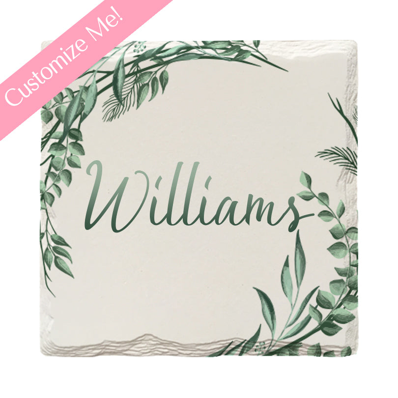 Customizable Greenery Border | Drink Coaster Set