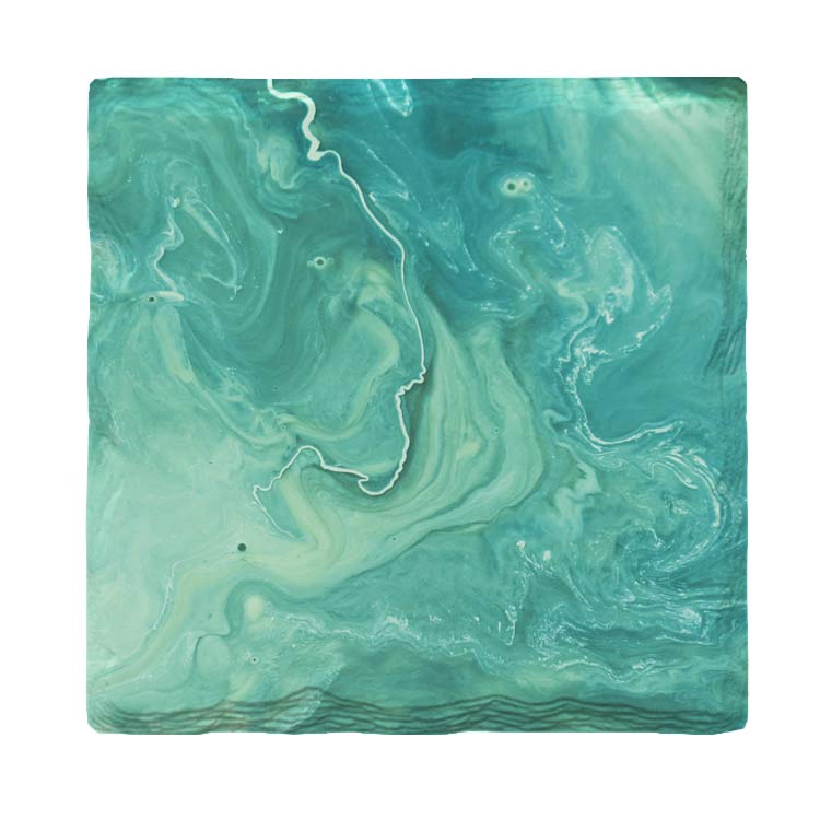 Green Swirl Marbling | Drink Coaster Set