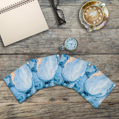 Blue Swirl Marbling | Drink Coaster Set